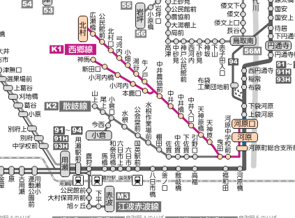 (K1)西郷線路線図