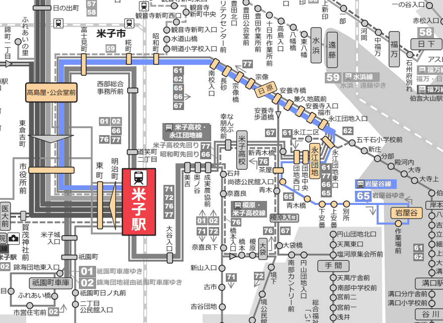 (65)岩屋谷線路線図