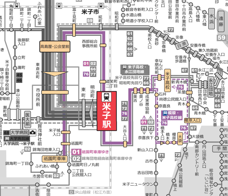 (76)榎原・米子高校線路線図