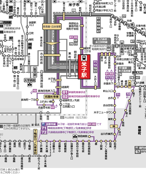法勝寺方面総合時刻表路線図